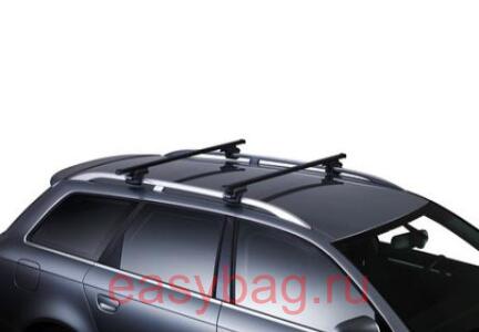 Багажники на рейлинги THULE с аэродинамическими перекладинами WingBar для Nissan X-Trail с дугами на крыше (757х761)
