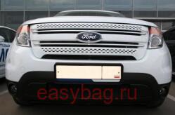Рамка для защиты радиатора Ford Explorer 2012-2015 состоит из 2 частей (Meshmsk сетка)